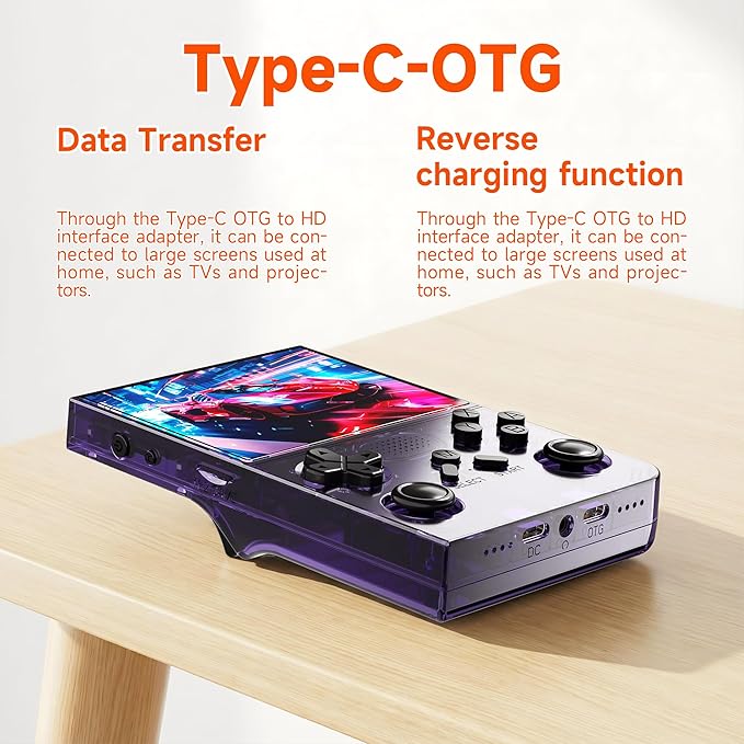R40 Retro Handheld Game Console with Storage Case - Open Source System,3.5" IPS Screen, 18,000+ Classic Games, 128G TF Card, 3000mAh Battery, Portable Gaming Player for Travel, Purple