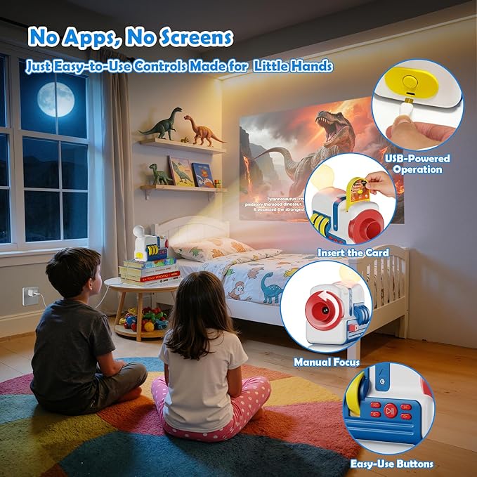 Story Projector for Kids, 4K HD Kids Story Projector With 32 Stories, 2-in-1 Night Light and Story Projection with Audio Narration for Toddlers 3+ USB Powered Educational Toy Gift for Children's Day