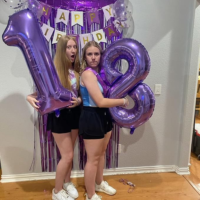 40 Inch Purple Number 13 Digital Balloon,Jumbo Mylar Foil Helium Balloon for 13 Balloons for Birthday Party,Wedding Anniversary Party Decorations