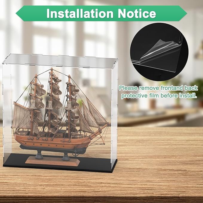 Clear Acrylic Display Case, 12 x 4 x 12 Inch Assemble Clear Acrylic Display Box Dustproof for Action Figures/Model/Statues/Collectibles/Doll/Toys/Home Storage