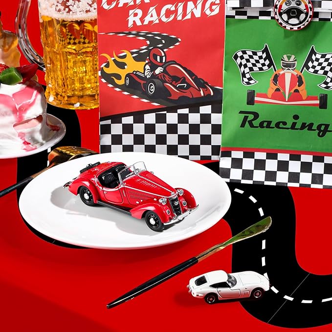 Irenare 3 Pcs Racing Table Cloths Car Birthday Party Supplies 54 x 108 Inch Racetrack Table Runner Covers Disposable Rectangular Road Tablecloth for Kids Boy Car Theme Birthday Party Decor (Red)