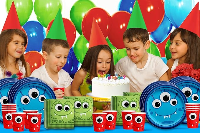 Mighty Monster Birthday Party Supplies Set Plates Napkins Cups Tableware Kit for 16