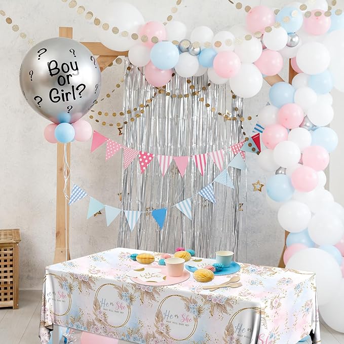3Pack Gender Reveal Tablecloth,Baby Shower Party Decorations Pink and Blue Gender Reveal Table Cover What Will Baby Be Table Decorations for Boy or Girl Baby Shower,Pregnancy Announcement Party