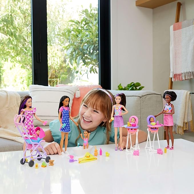 Barbie Skipper Babysitters, Inc. Playset with Brunette Doll, Brunette Toddler Doll, High Chair & 8 Accessories Including Food 2