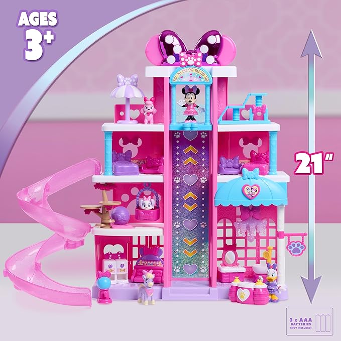 Disney Jr. Minnie Mouse Pet Hotel Playset, 23-piece Hotel Set, 20 Inch Tall Playset, Ages 3 and Up, Kids Toys for Ages 3 Up by Just Play