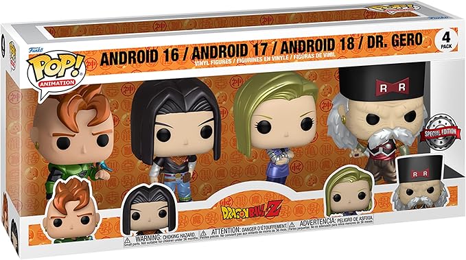 Funko Pop! Animation: Dragon Ball Z - Android 16-4PK - Collectible Vinyl Figure - Gift Idea - Official Products - Toys for Kids and Adults - Anime Fans