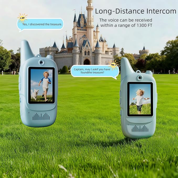Kids Walkie Talkies 2 Pack - Rechargeable Walkie Talkies for Kids with Clear Sound, Long Range Indoor Outdoor Kids Walkie Talkies Toys for 3-12 Year Old Boys Girls, (Blue+Blue)