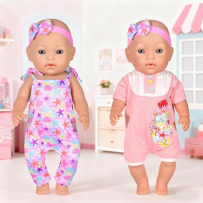 iBayda 10 Sets Doll Clothes and Accessories Include Rompers, Outfits for 14-17 Inch (35-43cm) New Born Baby Dolls (Doll Not Included)
