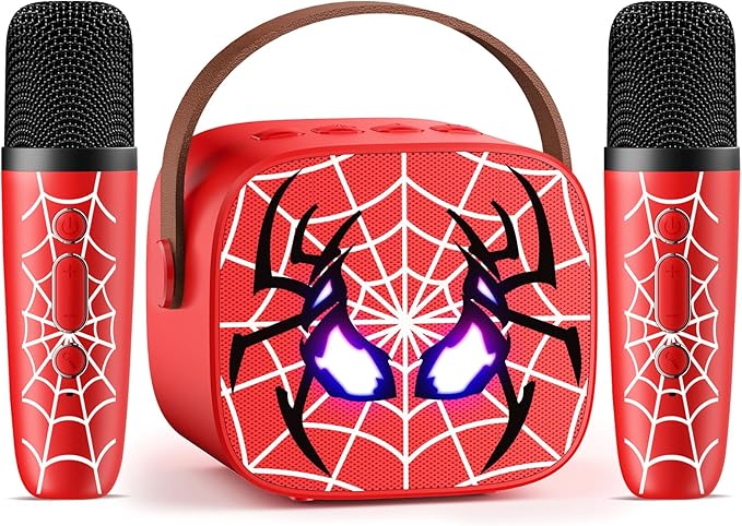 Mini Karaoke Machine for Kids, 2 Wireless Microphones with Bluetooth Portable Speaker & Dynamic LED, Kids Karaoke Machine for Girls Boys Ages 3-12+, Christmas/Birthday Gifts/Toys for Party & Playing