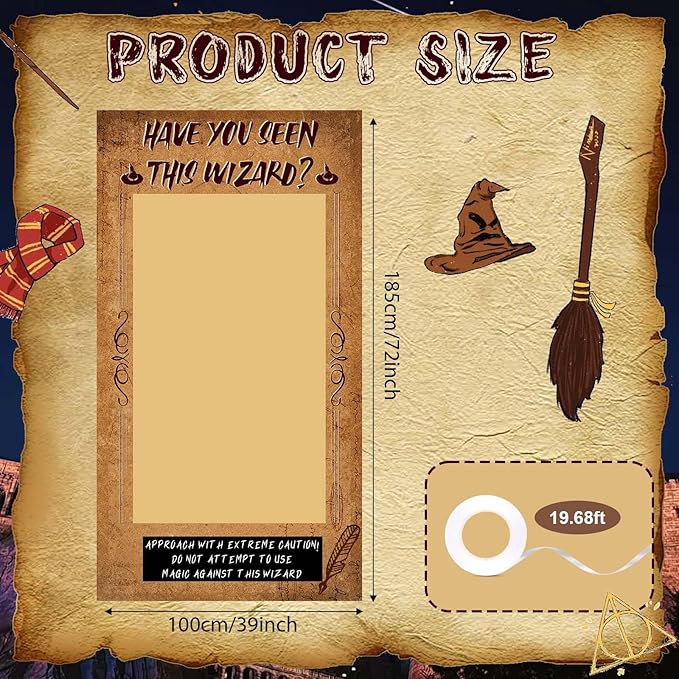 Large Wizard Photo Booth Prop Magical Wizard Party Decoration Have You Seen This Wizard Inspired Photo Booth Frame Selfie Banner Backdrop for Wizard Birthday Party School Classroom Decoration Supplies