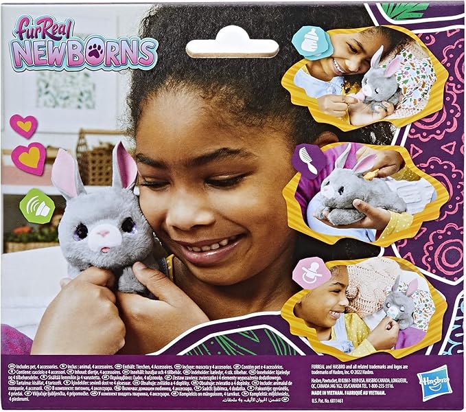 FurReal Hasbro Newborns Bunny Interactive Animatronic Plush Toy: Electronic Pet with Sound Effects and Closing Eyes, for Kids Ages 4 and up