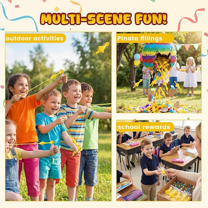 POPLAY 42PCS Flying Chicken Slingshot, Easter Party Favors Treasure Box Toys for Kids, Flicking Rubber Chickens Finger Toys for Birthday Party Activity Gift, Classroom Prizes, Goodie Bag Stuffer