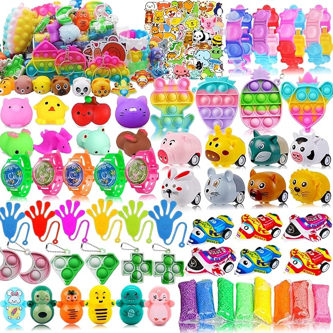 126 Pcs Pop Party Favors for Kids, Treasure Box Toys for Classroom Prizes, Pinata Stuffers, Goodie Bag Filler, Treasure Chest, Carnival Bulk Small Toys, Easter Basket Egg Fillers