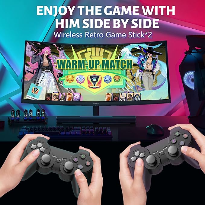 20000+ Games Retro Wireless Game Stick - Retro Game Console with 40 Emulators , 4K HD Output System, Plug and Play Video Game Consoles with 64GB TF Card, 2.4G Wireless Controllers