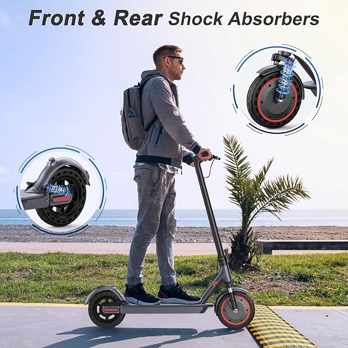 VOLPAM Electric Scooter, 350W/500W Powerful Motor, 8.5"/10" Solid Tires, 19/21Mph, 28/23/21/16 Miles Max Range, Dual Braking