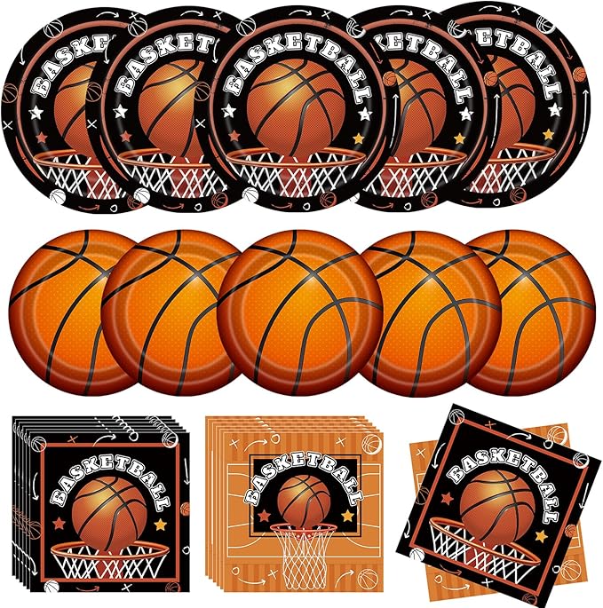 Basketball Birthday Party Decorations 100Pcs Basketball Sports Theme Birthday Party Supplies Basketball Plates and Napkins Basketball Party Favors for Basketball Party Decorations