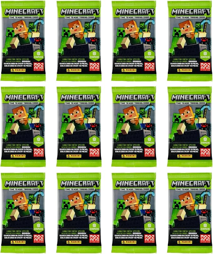 Panini Minecraft Mega Box – Official Trading Cards, 72 Cards per Box, Exclusive Foil Parallels, Rare Inserts, Great Gift for Kids & Gamers