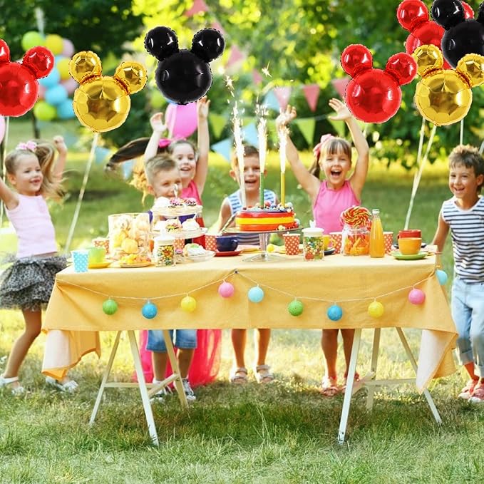 Vuzvuv 12pcs 24 Inches Mouse Head Foil Balloons, Black Red Gold Mouse Shaped Balloon for Birthday Party, Baby Shower,Theme Party Decoration,Graduation Party Supplies