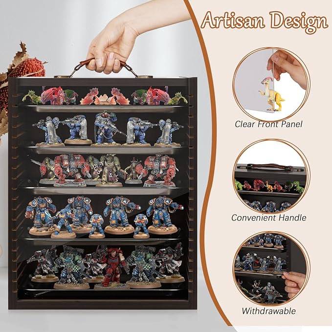 Miniature Display Case Display Cases for Collectibles Miniatures Storage Case Display Shelves Shelf for Collectibles for Mini Action Figures Valuable Collectibles or Crystal Stone (Black)