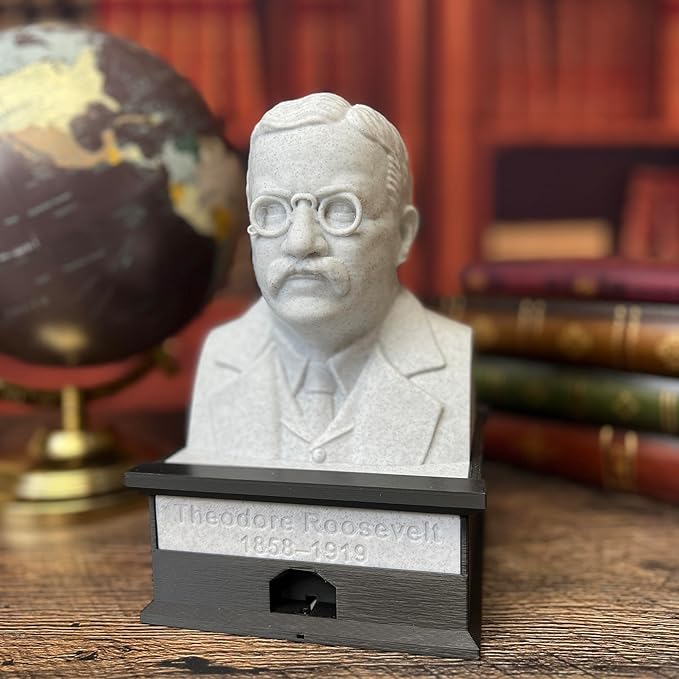 MunnyGrubbers - Theodore Roosevelt - Talking Busts - Plastic Collectible Toy - Press The Button for a Quote or Fun Fact - (Marble)