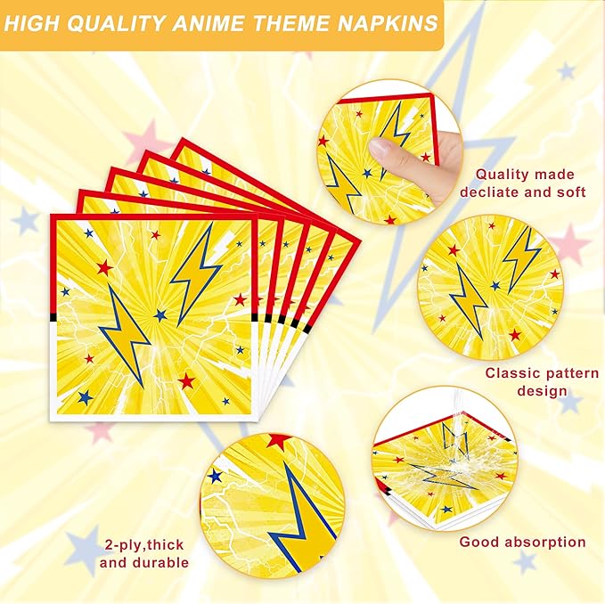 120 PCS Cartoon Animation Birthday Party Supplies for Boys Kids Birthday Party Decorations Cartoon Animation Tableware Set Napkin Cups Forks Knives for 20 Guests