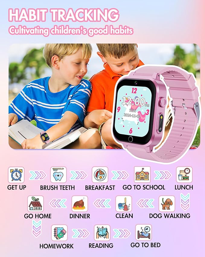 Smart Watch for Kids with Dual Cameras Music Player Educational Birthday Gifts Toys for 6 7 8 9 10 11 12 Year Old Girls