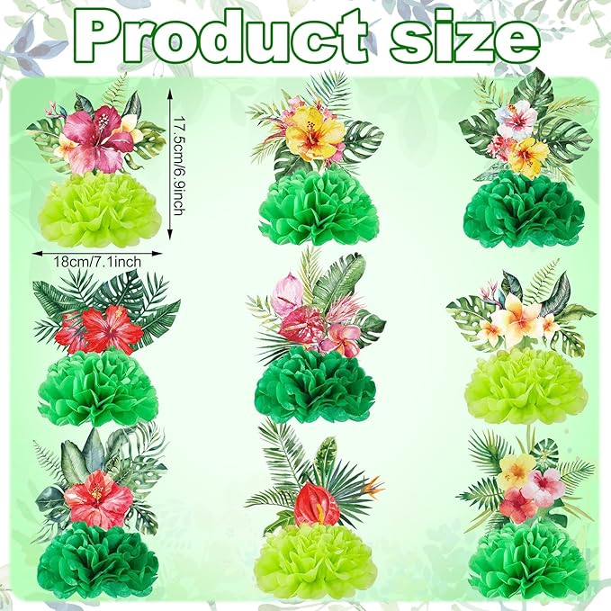 Hotop 9 Pcs Hawaii Luau Party Decorations Honeycomb Centerpieces, Aloha Tropical Theme Table Decorations Tiki Centerpieces for Hawaii Luau Table Decor Tiki Tropical Centerpiece Party Supplies