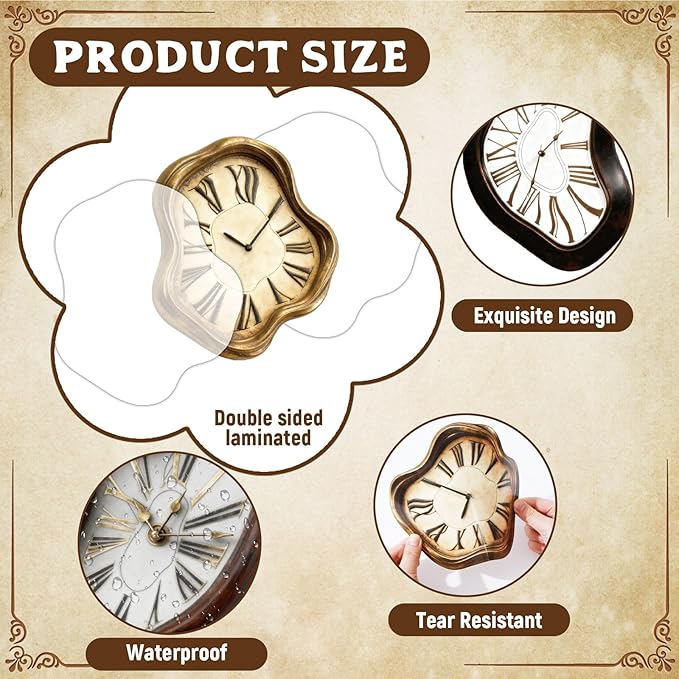 24 Pcs Wonderland Tea Party Decoration Clock Cards Hanging Banner Wonderland Melting Clock Garland Decorations Fairytale Theme Background for Birthday Baby Shower Garden Tea Party Supplies