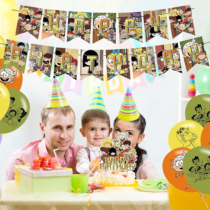The Loud House Birthday Decoration,Loud House Party Decorations Include Banner,Cake Toppers and Ballons for Loud House Themed Birthday Supplies