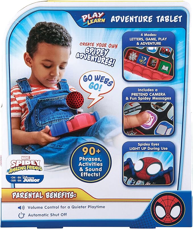 ekids Spidey and His Amazing Friends Kids Tablet for Preschool, Tablet with Educational Games and ABC Learning for Toddlers Aged 3 and Up