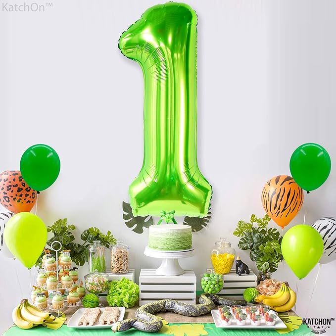 KatchOn, Large Green Number 1 Balloon - 40 Inch | Mylar Foil Balloon For 1st Happy Birthday Decorations | Green Number 1 Balloon For 1st Anniversary Decorations | Birthday Party Decoration