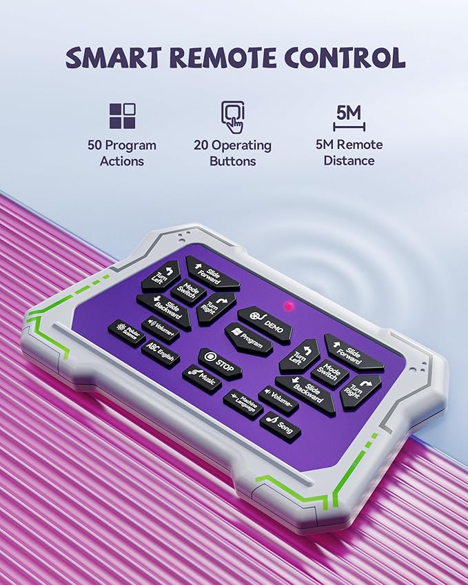 Ruko 6088 Dancing Robot for Girls with APP Control, Remote Control, Gesture Sensing Control, Interactive LED Faces, QA Games Rechargeable Programmable Robot Toys for 3 4 5 6 Years Kids, Pink Purple