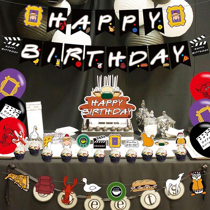 Friends Birthday Party Supplies, Friends Tv ShowParty Decorations Set Include Banner, Centerpieces, Balloons, Cake Cupcake Toppers for TV Show Fans Party Decor