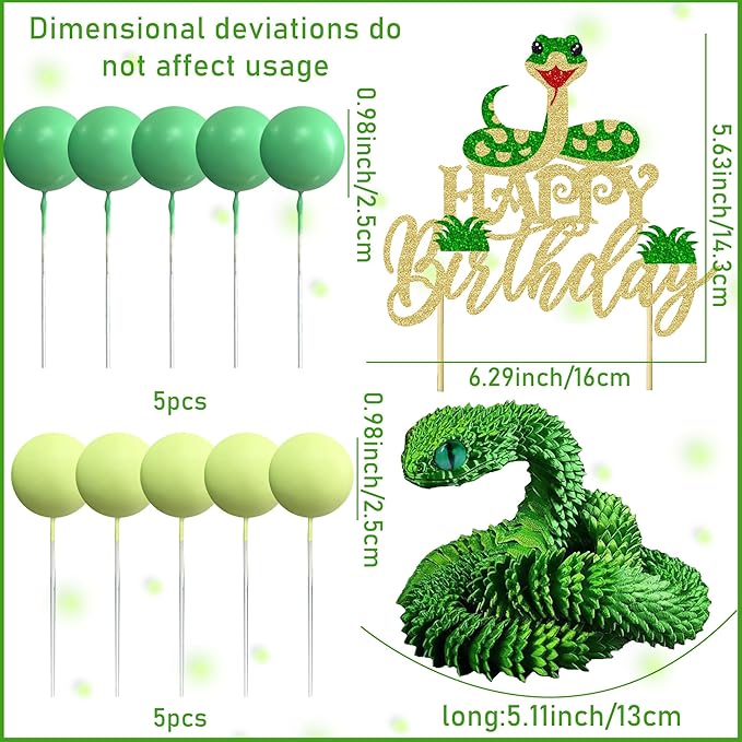 Snake Happy Birthday Cake Topper Snake Theme Party Decoration Snake Theme Cake Toppers Reptile Birthday Party Decorations Party Supplies