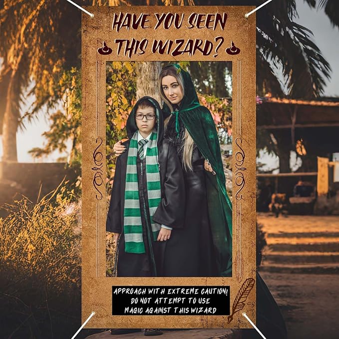 Large Wizard Photo Booth Prop Magical Wizard Party Decoration Have You Seen This Wizard Inspired Photo Booth Frame Selfie Banner Backdrop for Wizard Birthday Party School Classroom Decoration Supplies