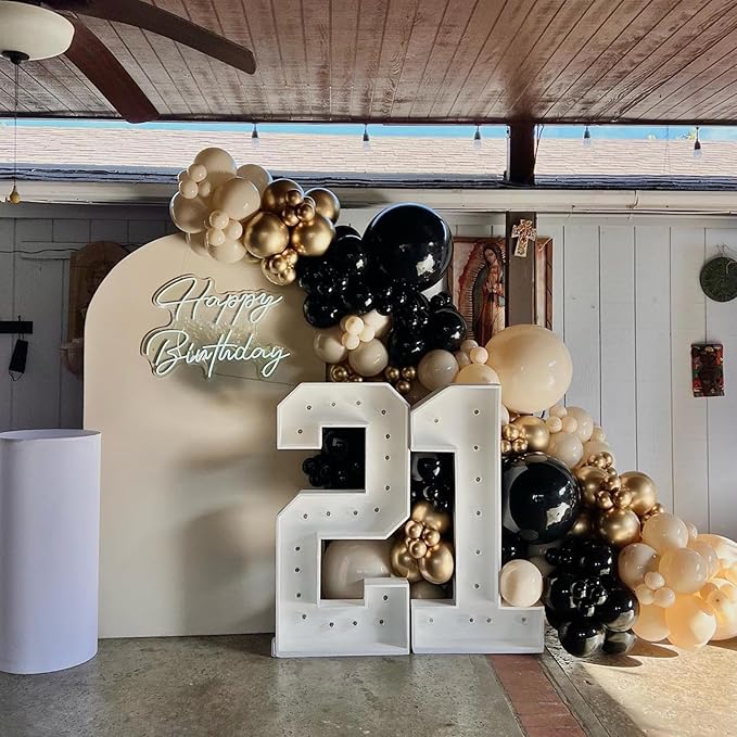 Black & Gold, White & Gold Balloons - New Years, Birthday & Graduation Party Pack with Gold Confetti
