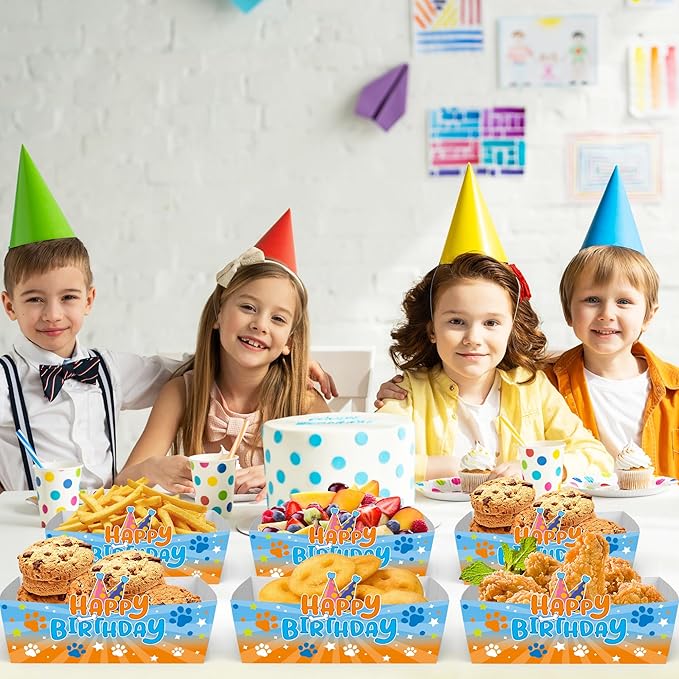 25Pcs Blue Dog Disposable Paper Food Trays for Blue Dog Theme Birthday Party Supplies Baby Shower Decorations
