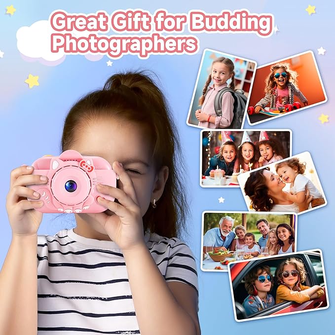 Kids Camera Digital Camera for Age 3-8, 1080P Toddler Camera for Kid with 32GB SD Card, Toddler Girls Toys Age 6-9, Christmas Birthday Gifts for Children, Rose Pink