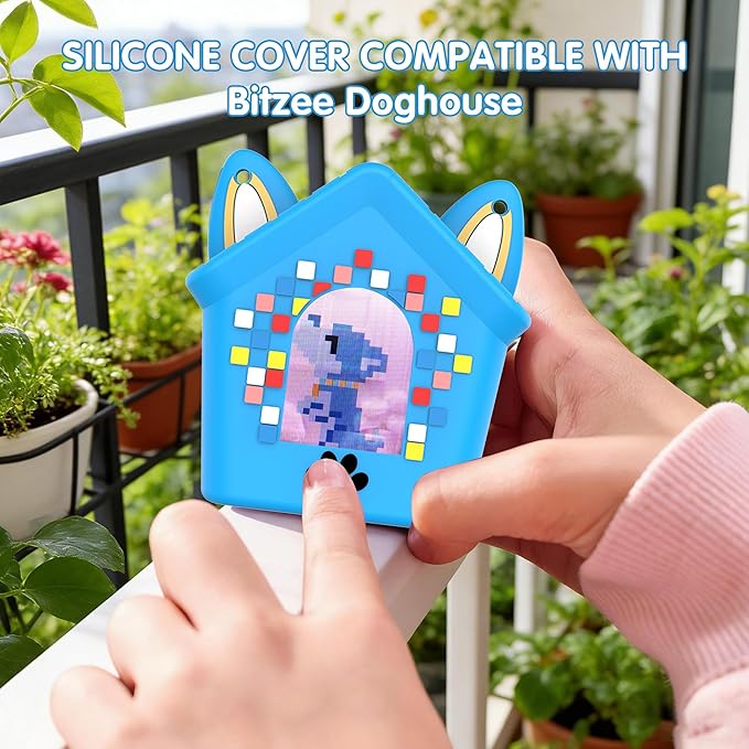 Silicone Case for Bitzee Doghouse Interactive Digital Pet, Shockproof Protective Cover for Doghouse Bitzee Virtual Electronic Pets Accessories with Lanyard (Blue)