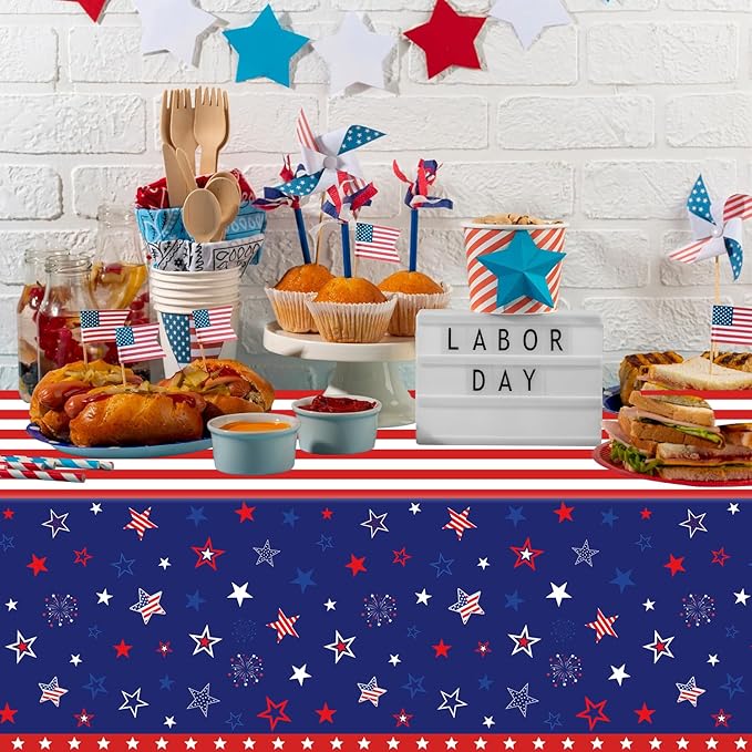 4 Pack Patriotic Tablecloth 4th of July Tablecloth Patriotic Decorations American Flag Party Table Cloth Patriotic Themed Party Supplies Memorial Party Decorations 86 x 51 in
