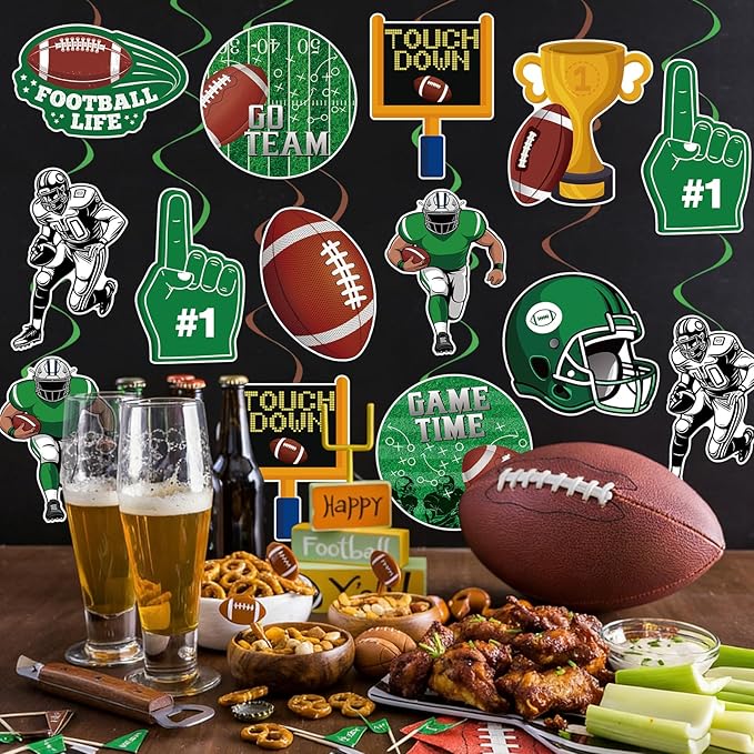 40Pcs Football Hanging Swirl Decorations, Football Party Ceiling Hanging Swirls Super Bowl Game Swirls Streamers for Sports Birthday Super Bowl Game Day Tailgate Party Decor Supplie