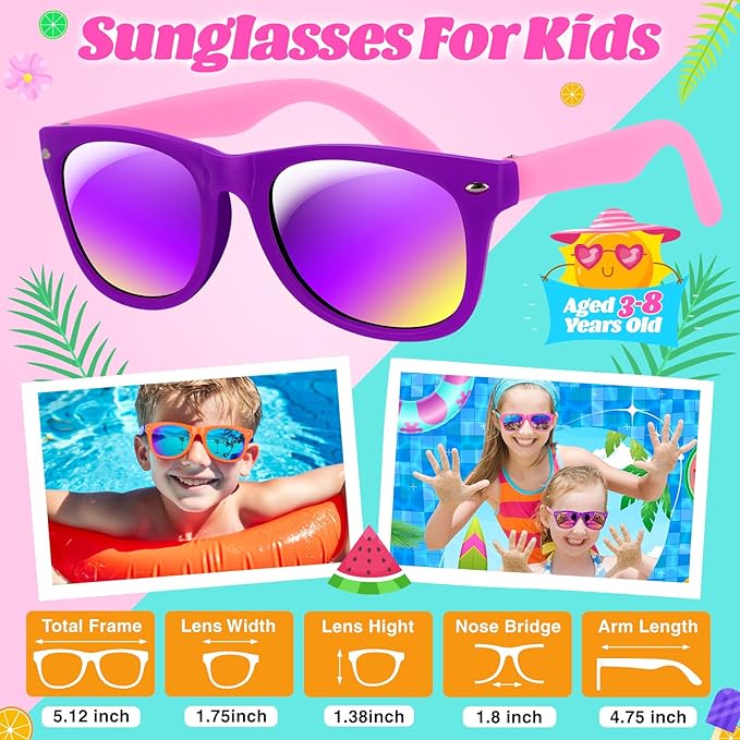 GIFTINBOX Kids Sunglasses Party Favors for Boys & Girls,Neon Toddler Sunglasses bulk with UV400 Protection, Pool Beach Party Favors, Goodie Bags Stuffers for Birthday Party -16pack