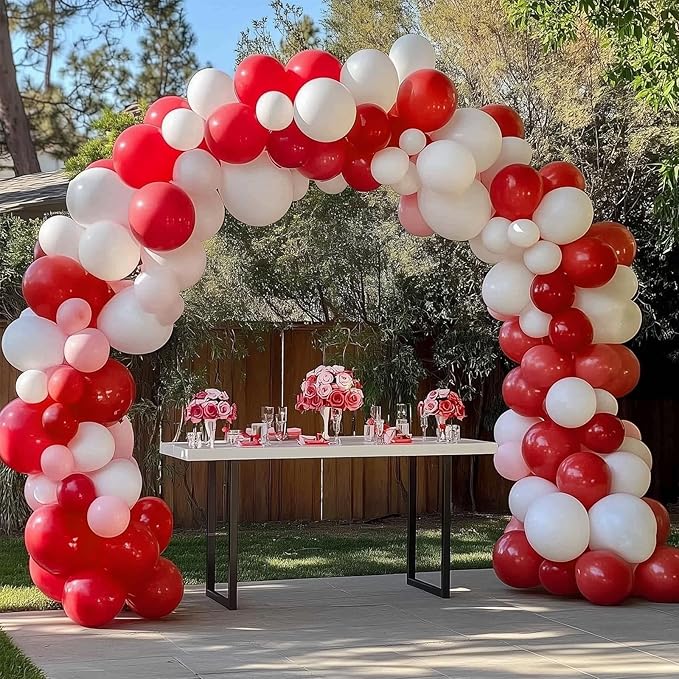 RUBFAC 129pcs Red Balloons Different Sizes 18 12 10 5 Inch for Garland Arch, Premium Latex Balloons Wedding Anniversary Bachelorette Casino Birthday Party Decorations
