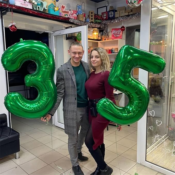 3rd Birthday Number Balloons for Kids, 40 Inch Emerald Green Foil Number, Dark Green Large Number Balloons 0-9 Set for Boys Men Birthday Party Decor Jungle Anniversary Decoration Supplies