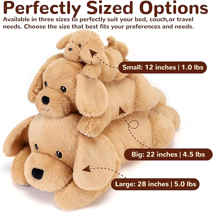 Yellow Lab Weighted Stuffed Animals - 12 Inch 1.0 Pounds Weighted Plushies Labradoodle Stuffed Animal - Small Dog Plush Pillow - Cute Plush Toy Gifts for Kids & Adults (12" 1.0 lbs)