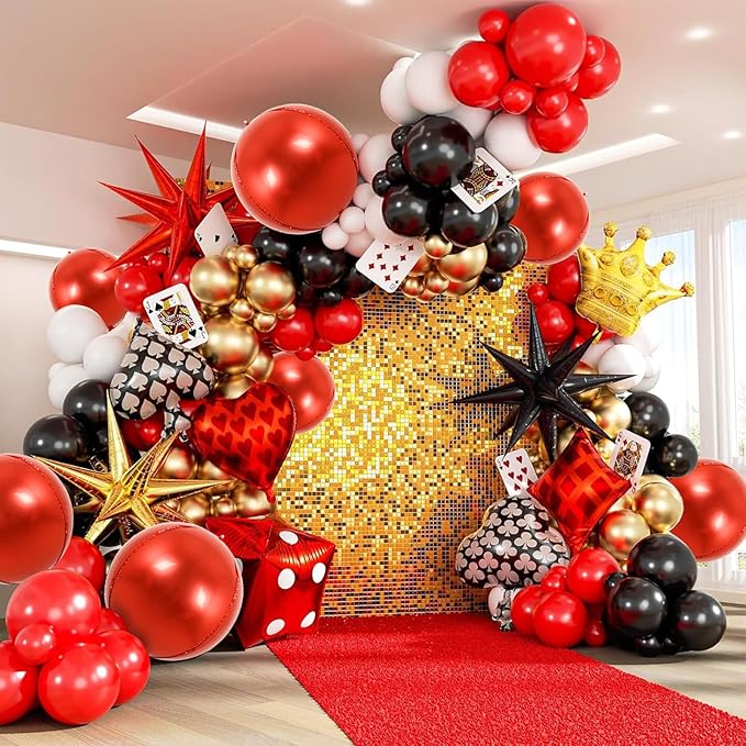 TONIFUL 16Pcs Large Red 4D Giant Round Foil Balloon 4D Mirror Metallic Mylar Sephere Balloons for Christmas New Year Birthday Party Graduation Wedding Baby Shower Decoration Supplies(Mix Sizes)