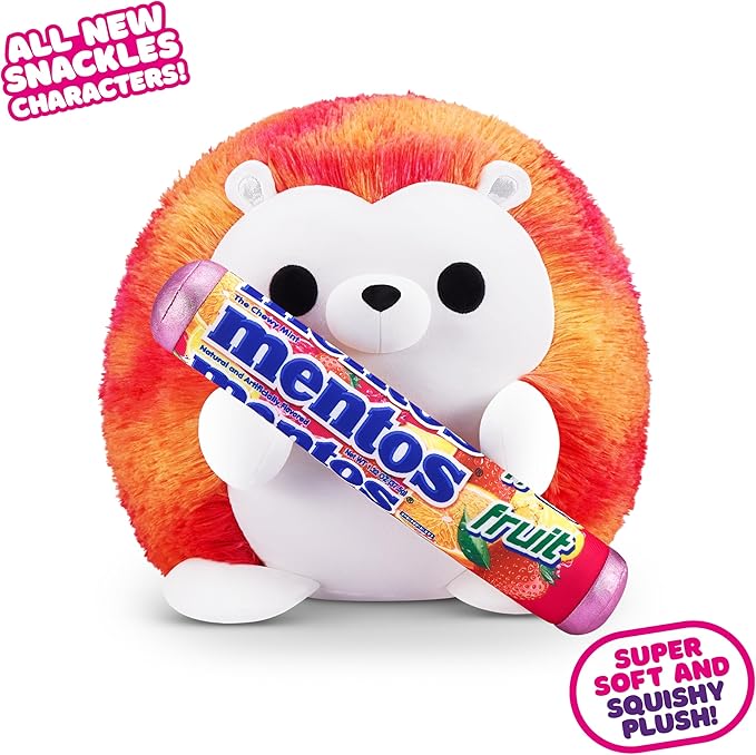 Snackles Series 2 Hedgehog & Mentos 8 Inch Plush by ZURU, Ultra Soft Plush, Collectible Plush with Real Licensed Brands, Stuffed Animal, Giftable