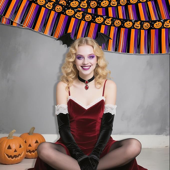 OHOME Halloween Party Decorations - 2 Pack Trick or Treat Streamer Backdrop Banner for Home Wall Door Office - Halloween Decorations Indoor Outdoor Birthday Party Favors Supplies,10 FT