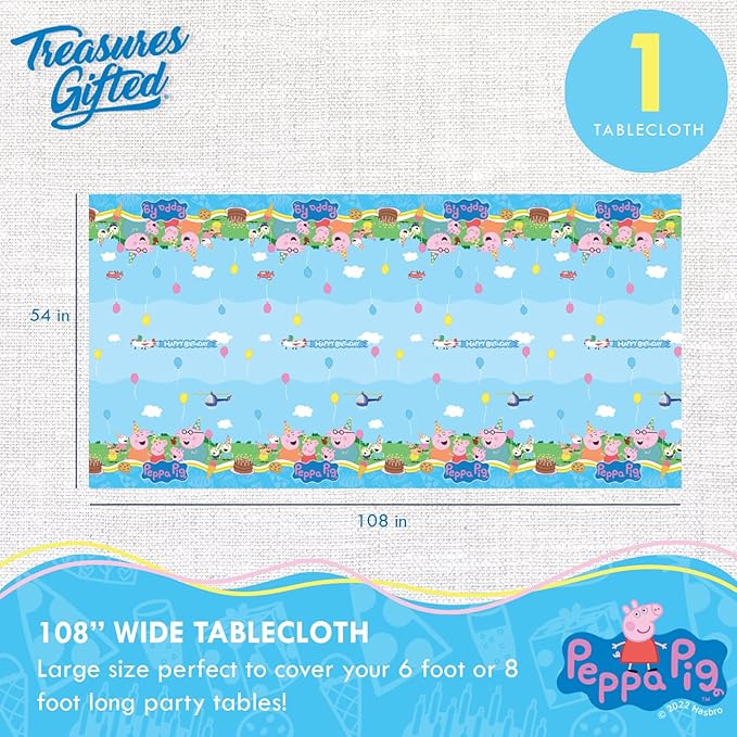 Treasures Gifted Officially Licensed Peppa Pig Birthday Party Supplies - Serves 16 Guests - Complete Set Peppa Pig Party Supplies - Peppa Pig Decorations, Peppa Pig Birthday Banner, Plates & More