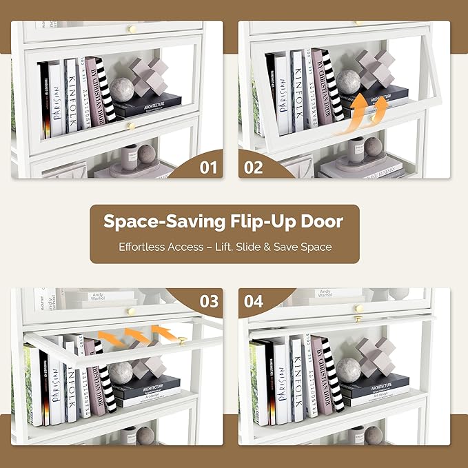 Display Cabinet with Acrylic Glass Doors,3-Tiers Curio Cabinet with LED Lighting for Collectibles, Collectibles Toy Organizers Rack & Display Shelf Display Case Storage Cabinet, White